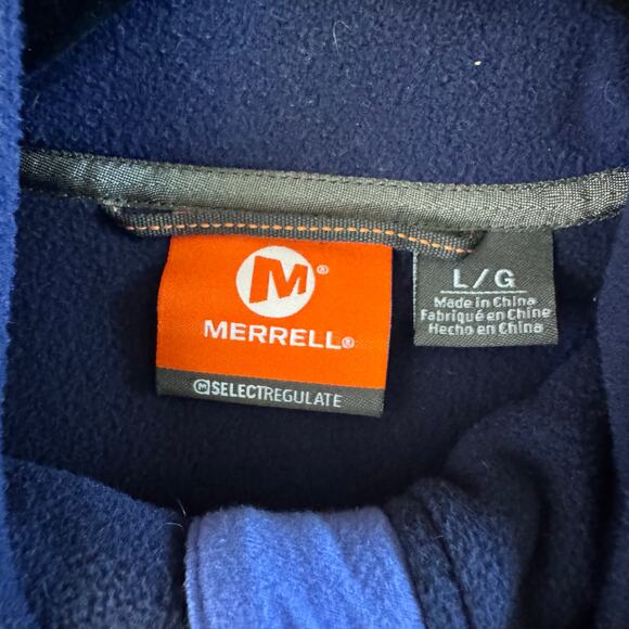 MERRELL Jacket Large Women's Fleece Hooded Full Zip Front Zip Pockets Navy Blue - Picture 9 of 12